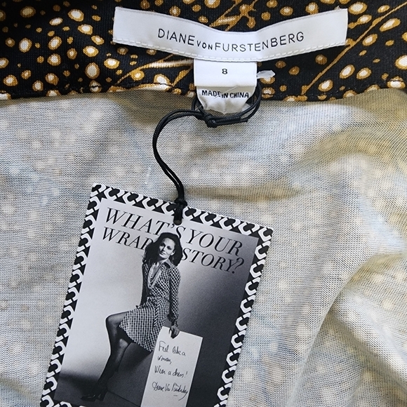 NWT Diane Von Furstenberg DCF 100% Silk Midi Abstract Wrap 3/4 Sleeve Dress - 8 - Picture 10 of 10